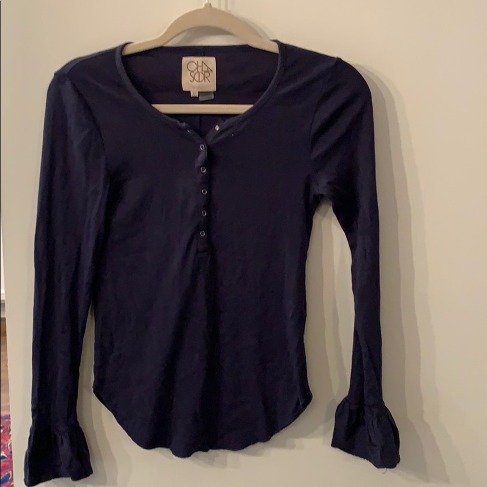 Chaser brand cotton l/s top navy blue
